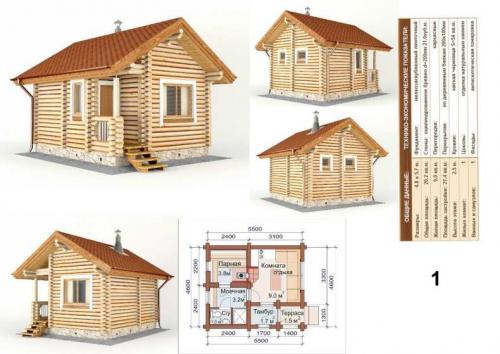 Баня из сруба проект. Проекты бань из бревна: фото самых красивых примеров построек с мансардой и террасой, 4х6 и 6х6 метров из оцилиндрованного бруса