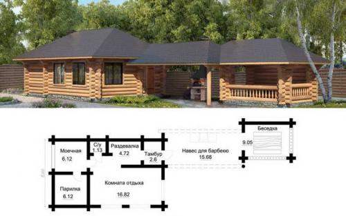 Расположение бани и беседки на участке. Проект бани с беседкой, барбекю, бассейном или мангалом. ТОП-150 лучших фото-примеров построек из кирпича, бруса и пеноблоков