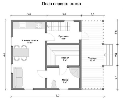 Проект небольшого дома с баней. Дома с баней под одной крышей: одно и двухэтажные проекты